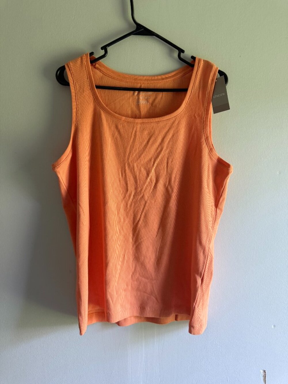 NWT Chico's Tivona Tank Top Cantaloupe Orange Ribbed Size 3 XL